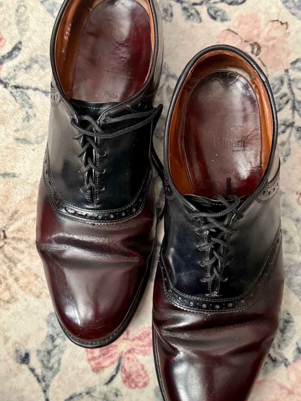 Allen Edmond Two-Tone Black & Brown Leather Wingtip Oxfords - Men's - Picture 3 of 10